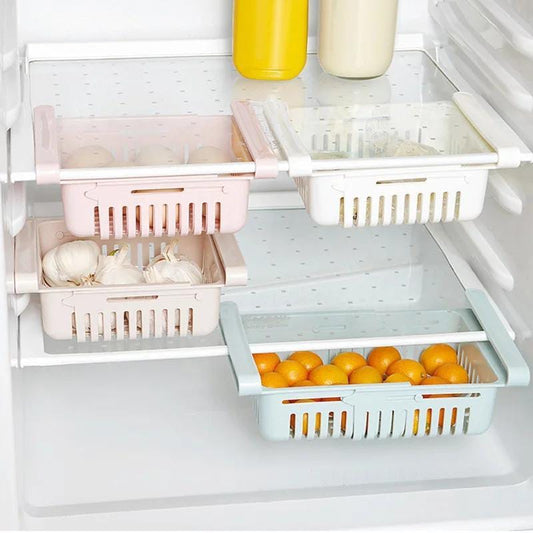 Adjustable Fridge Storage Basket (Pack of 2) – Expandable Refrigerator Organizer Drawers