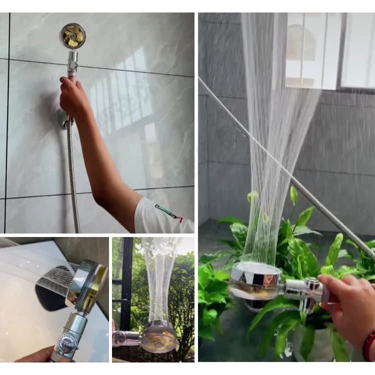 Loot Phoot™ High Pressure Shower Head Water Saving 360 Degrees Rotating With Small Fan ABS Rain Spray Loot Phoot™