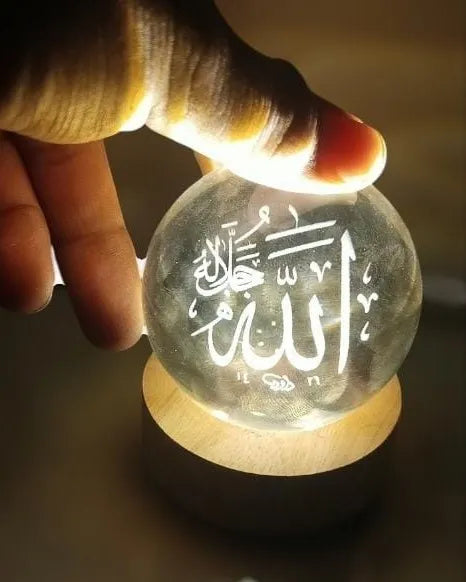Elegant Allah Crystal Ball Night Light for home decoration
