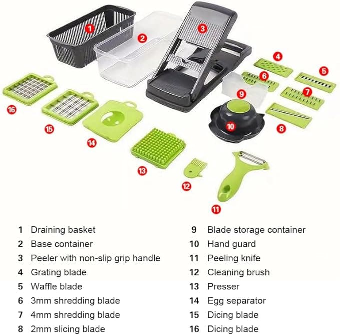 kitchen vegetable slicer set with multiple functions cutting grating shredding