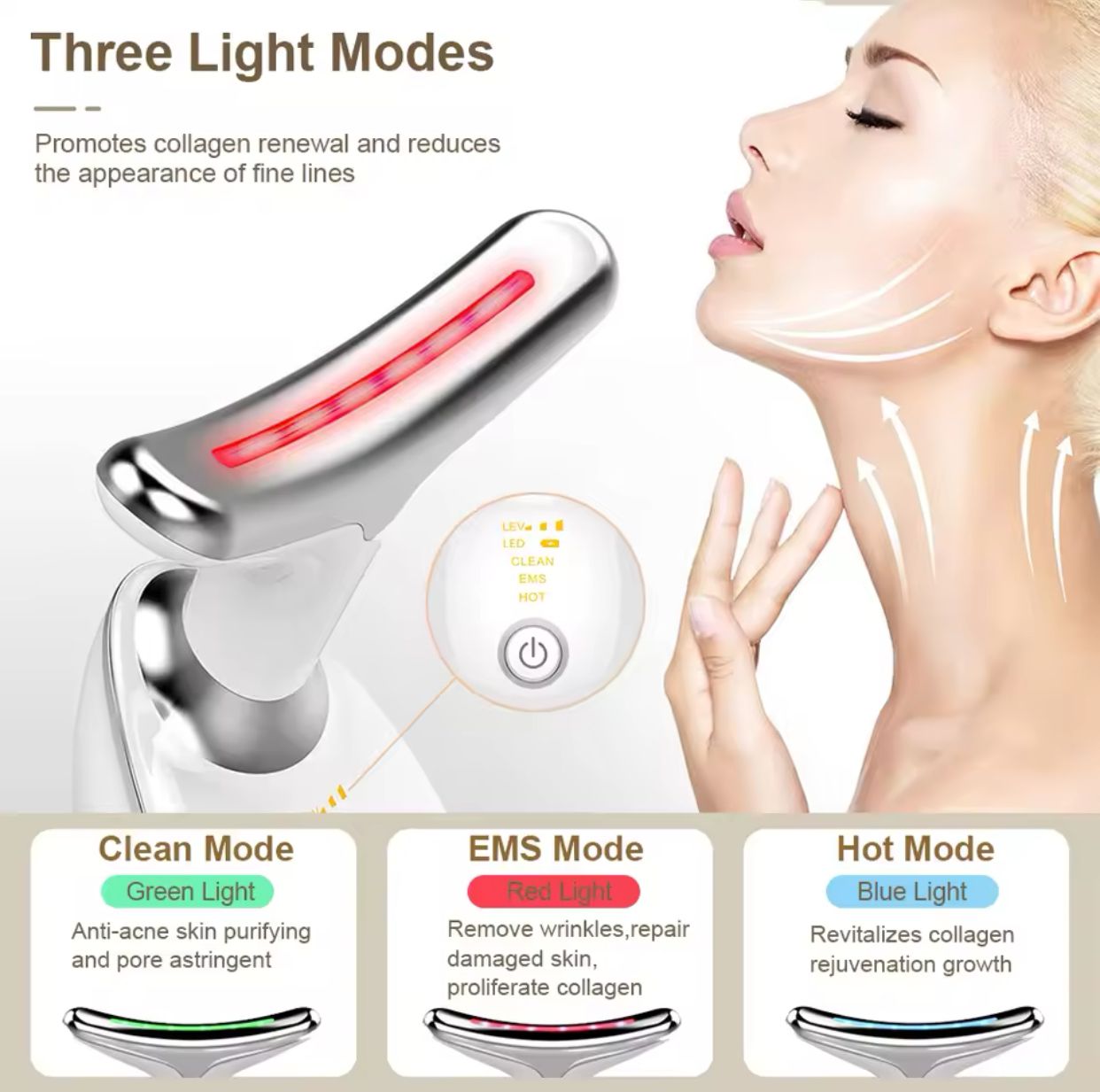 LED Face & Neck Wrinkle Massager! 7-in-1 Facial LED Sculptor  [With Free of Cost GIFT]