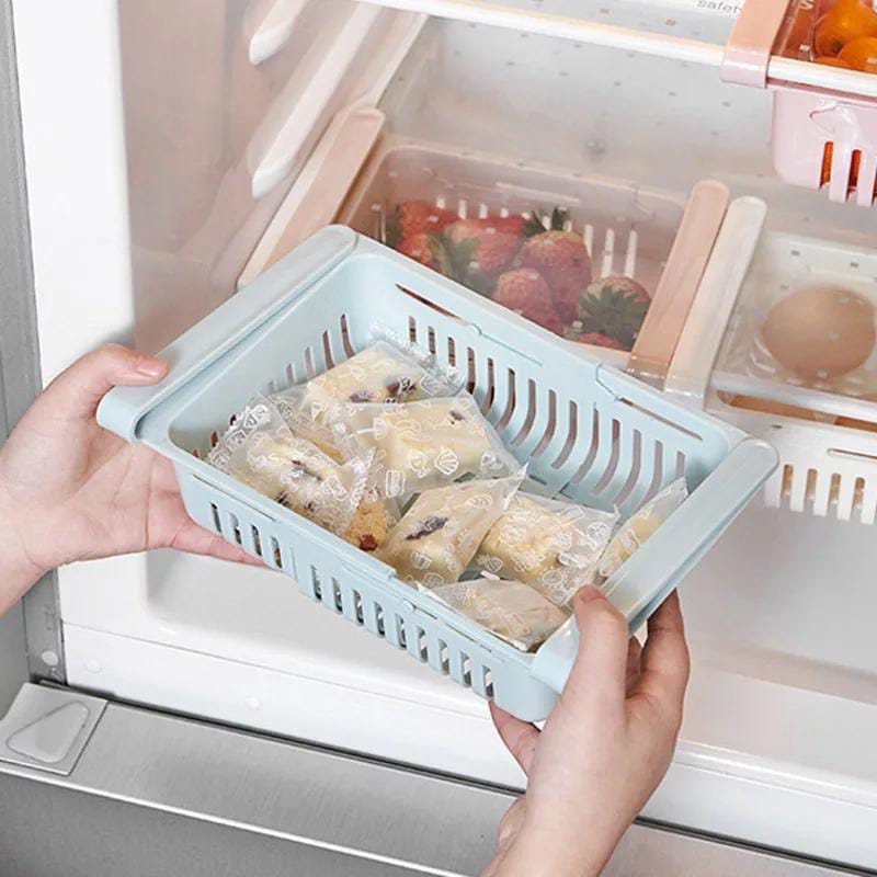 Adjustable Fridge Storage Basket (Pack of 2) – Expandable Refrigerator Organizer Drawers