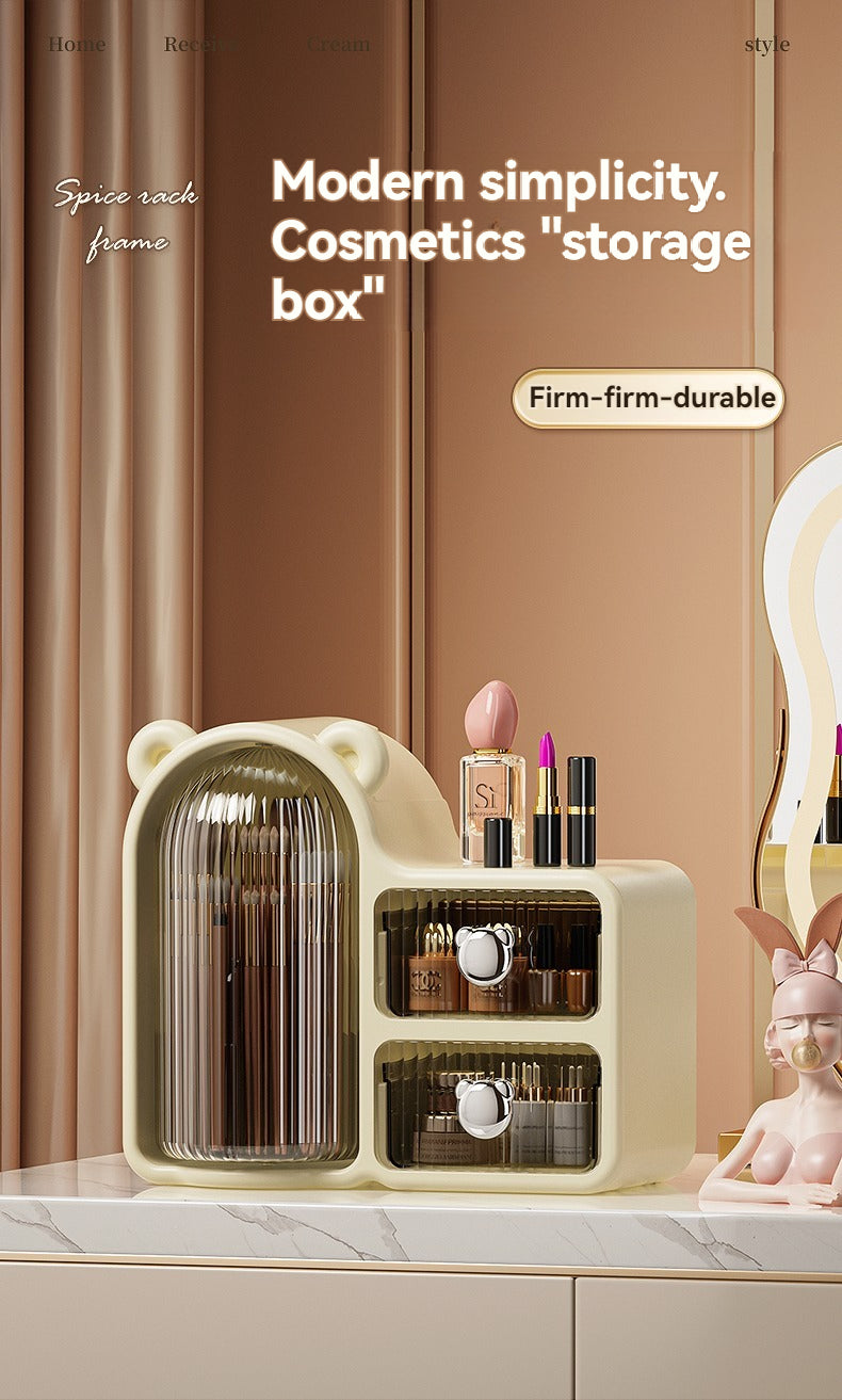 Elegant Makeup Organizer with Dual Drawers and Multiple Compartments