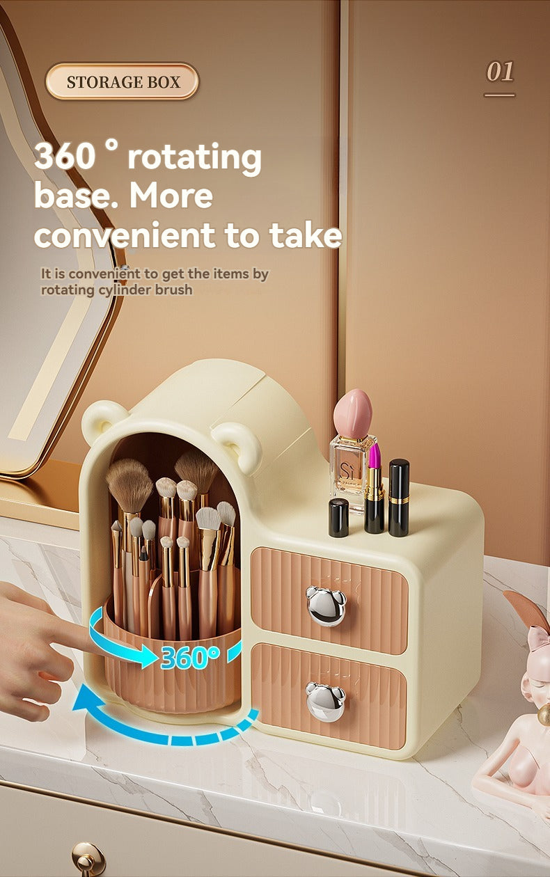 Elegant Makeup Organizer with Dual Drawers and Multiple Compartments