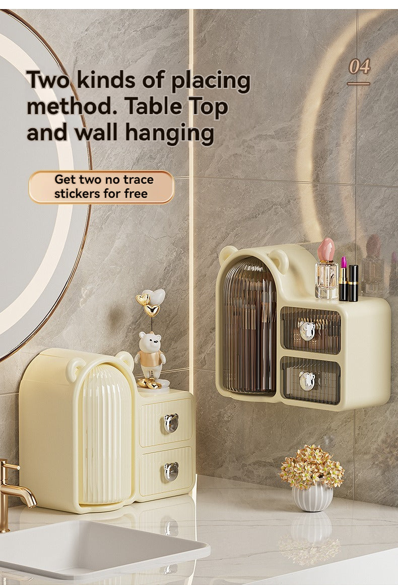 Elegant Makeup Organizer with Dual Drawers and Multiple Compartments