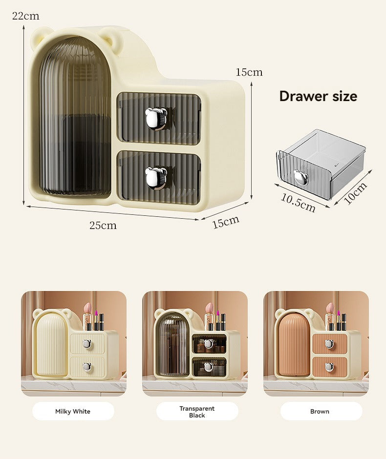 Elegant Makeup Organizer with Dual Drawers and Multiple Compartments