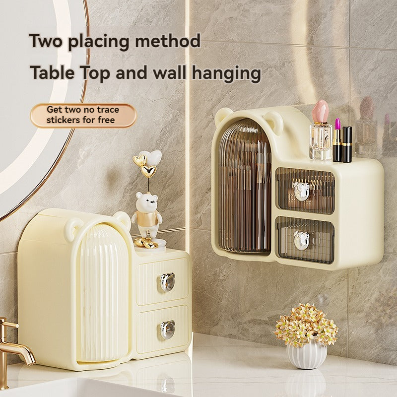 Elegant Makeup Organizer with Dual Drawers and Multiple Compartments