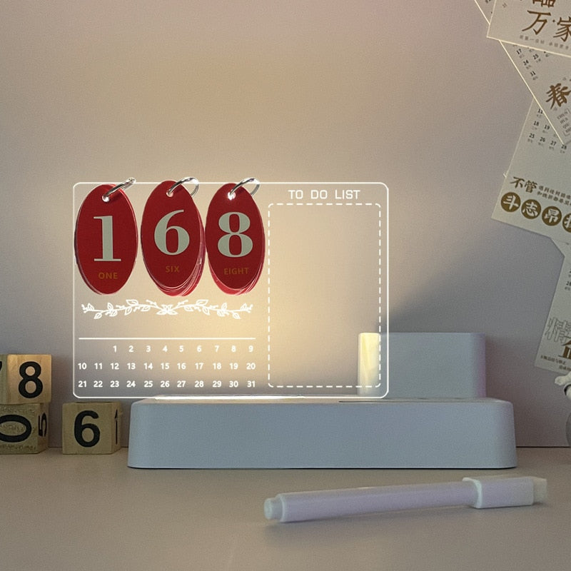 Transparent Luminous Led Night Lights Acrylic Erasable Write Message Board C