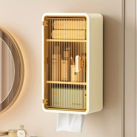 Loot Phoot™ Wall-Mounted Makeup Storage Box with Lid & Tissue Holder (Punch-Free) Loot Phoot™