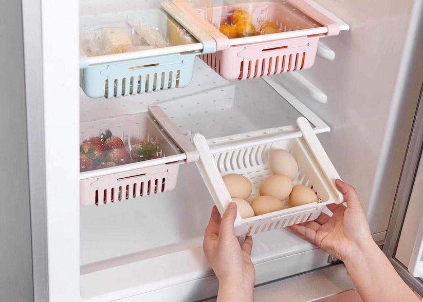 Adjustable Fridge Storage Basket (Pack of 2) – Expandable Refrigerator Organizer Drawers