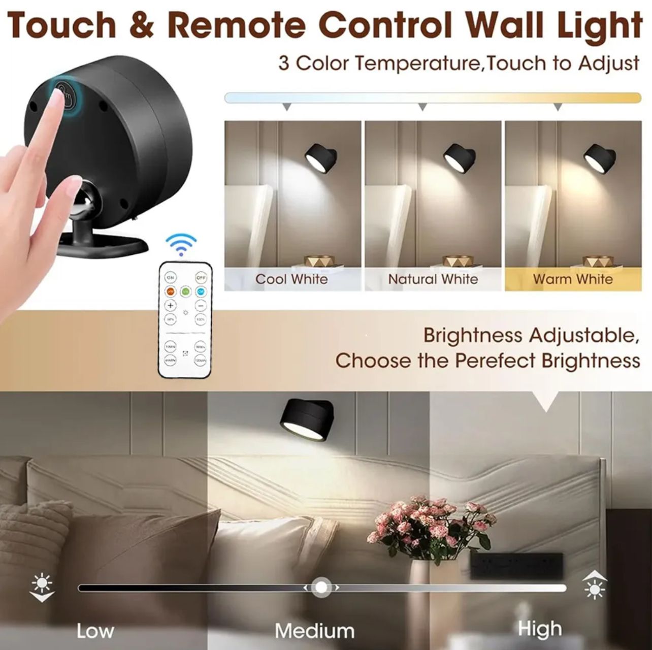 360° Double Side Led Wall Lamp (Rechargeable)