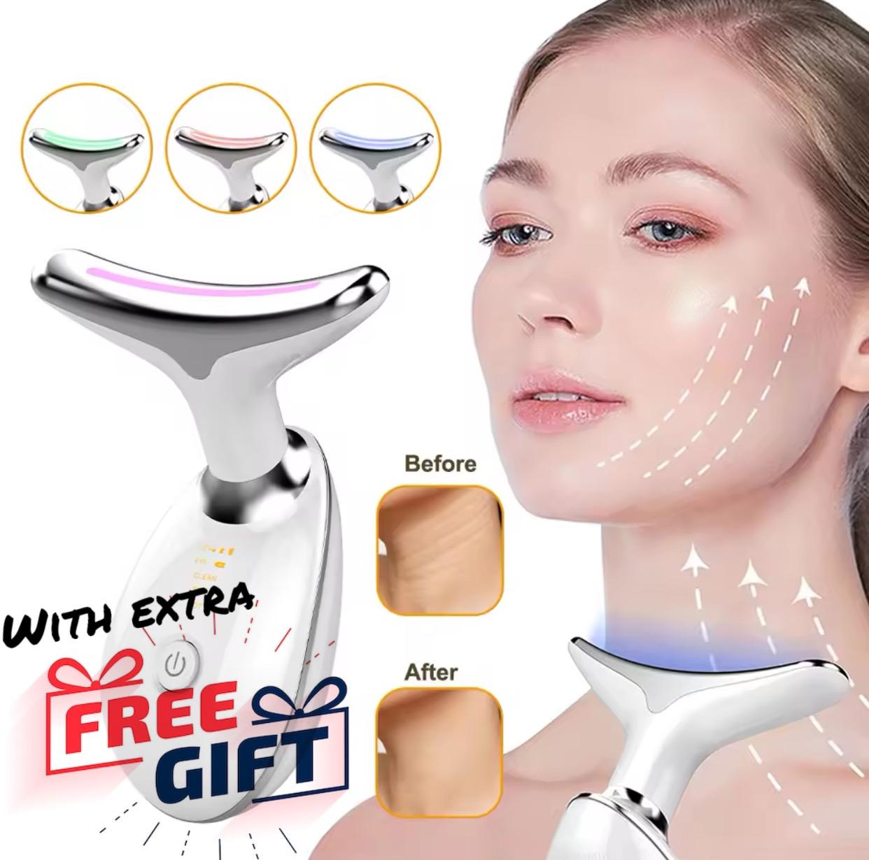 LED Face & Neck Wrinkle Massager! 7-in-1 Facial LED Sculptor  [With Free of Cost GIFT]