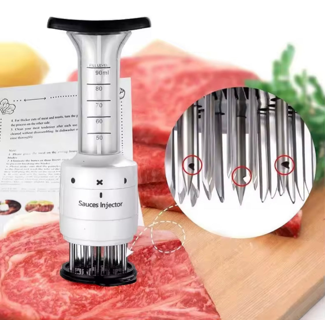 BBQ meat sauce injector close design