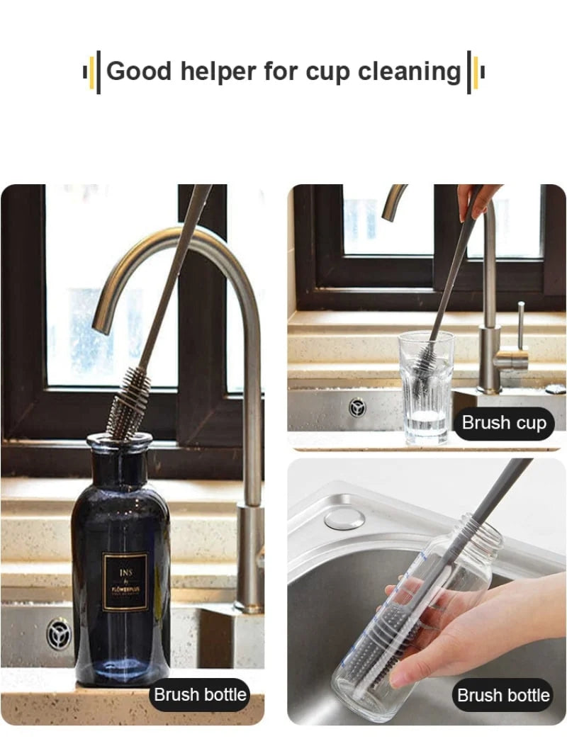 Silicone long handle cup brush