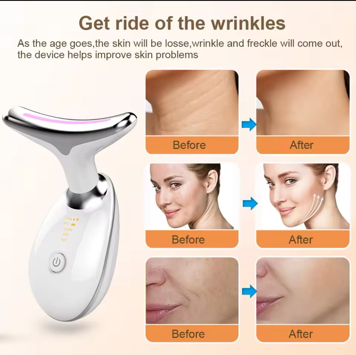 LED Face & Neck Wrinkle Massager! 7-in-1 Facial LED Sculptor  [With Free of Cost GIFT]