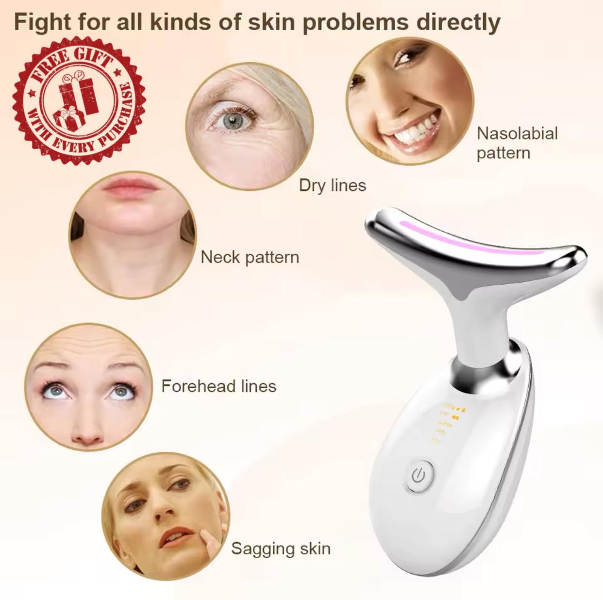 LED Face & Neck Wrinkle Massager! 7-in-1 Facial LED Sculptor  [With Free of Cost GIFT]