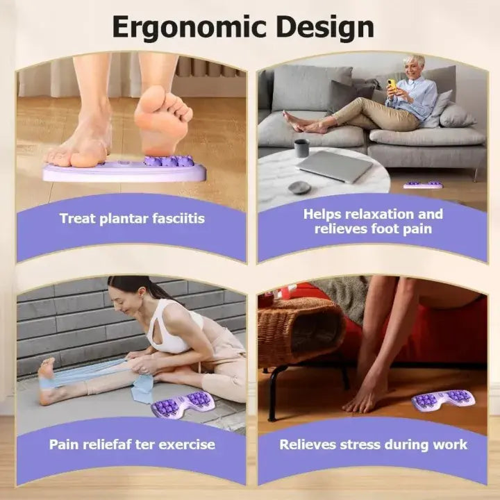 Natural Wooden Foot Massager with Multiple Rollers for Deep Tissue Foot Relaxation