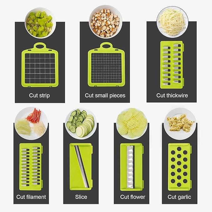 compact 16 in 1 vegetable cutter product display with accessories set