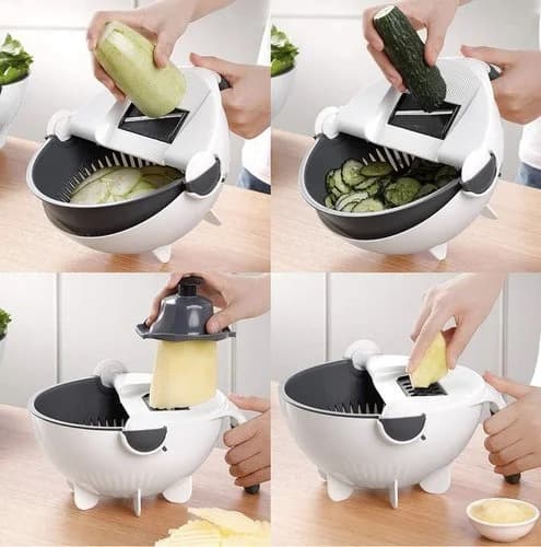 vegetable cutter with drain basket for washing and cutting vegetables easily
