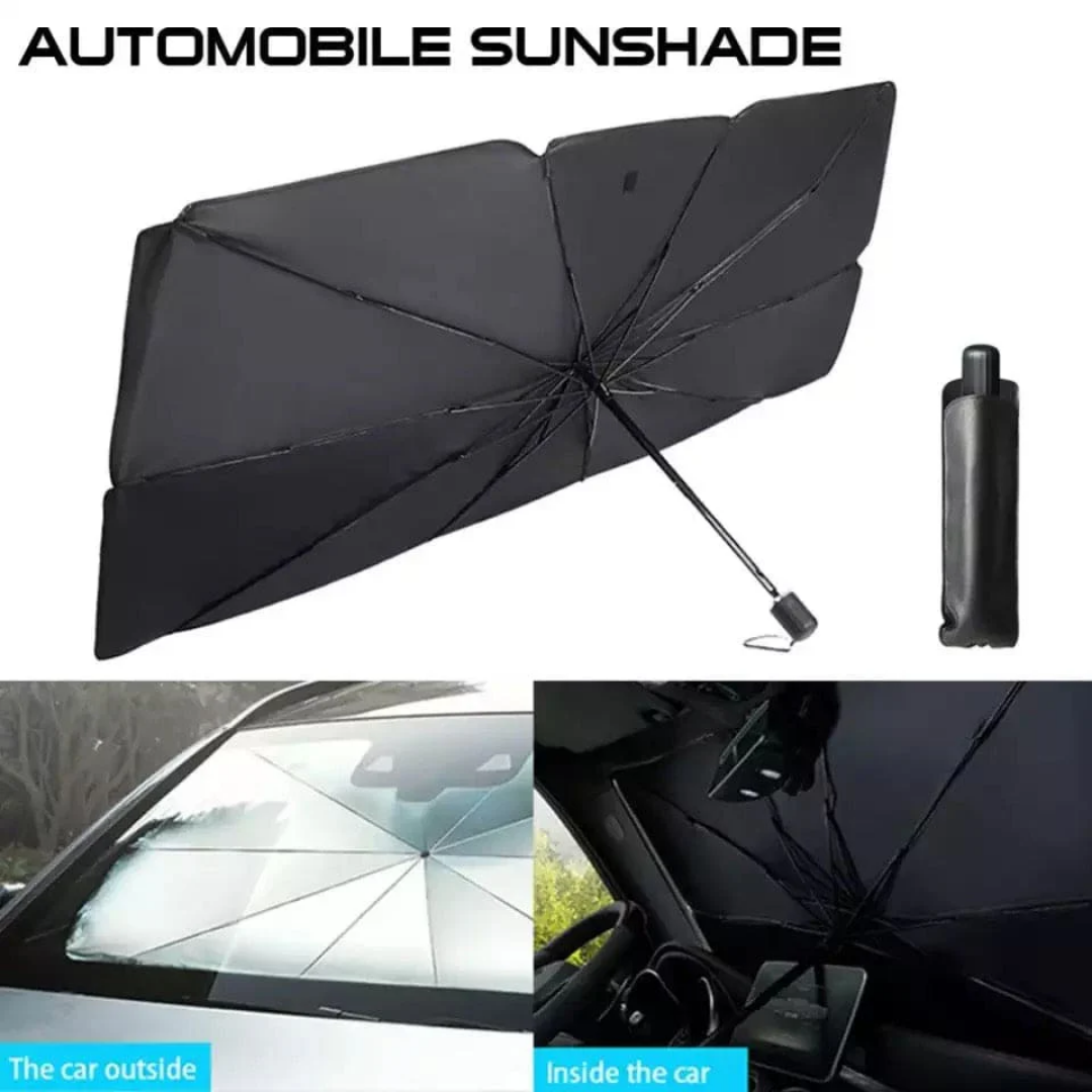 Car windshield sun shade umbrella open form front view heat protection cover for car