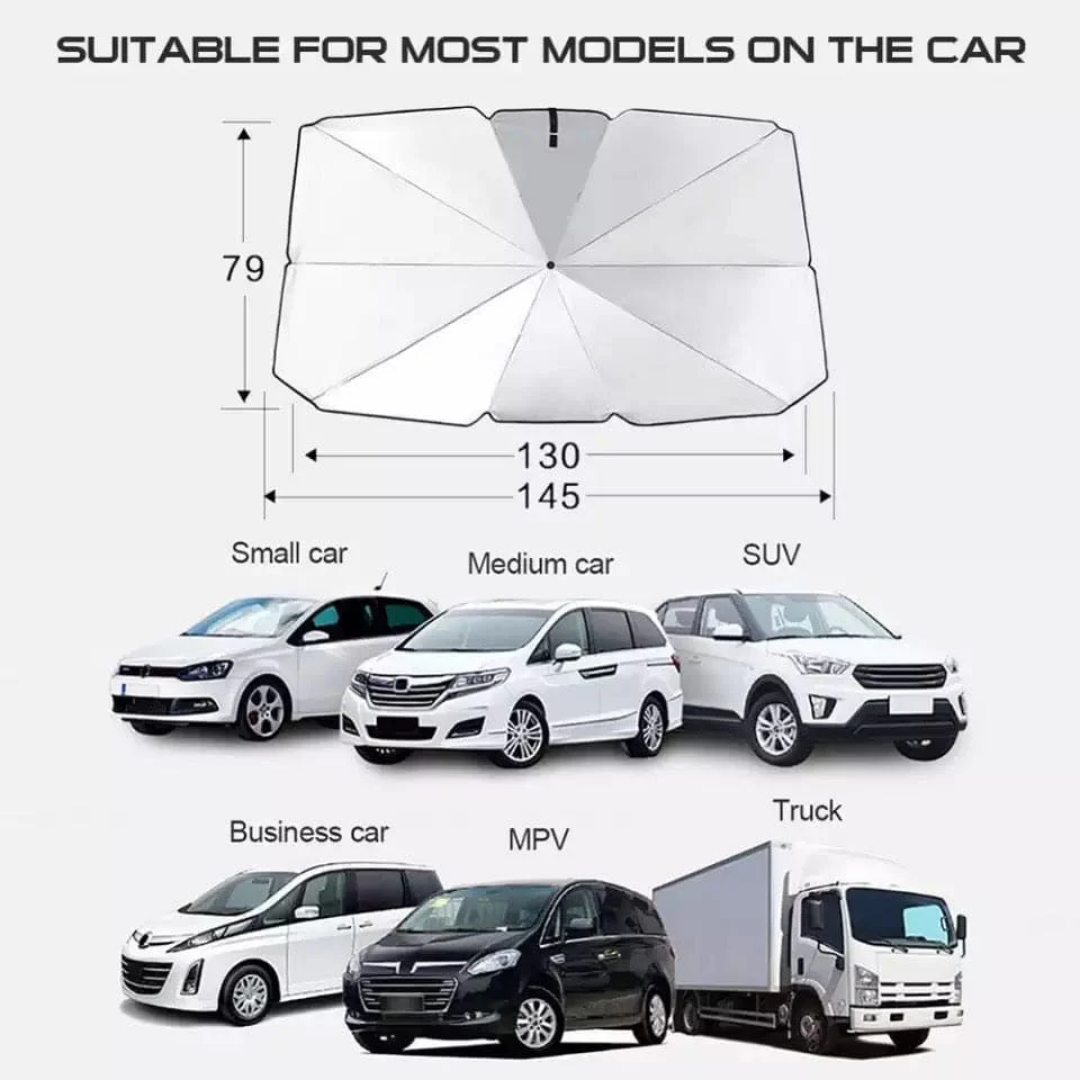 Foldable car umbrella sun shade easy storage compact design for vehicle windshield