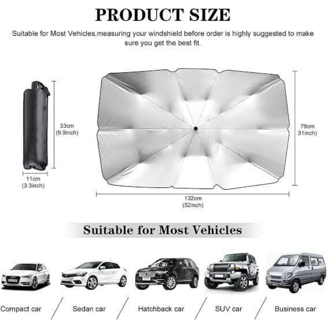 Durable reflective car windshield umbrella sun blocker UV protection for parked car