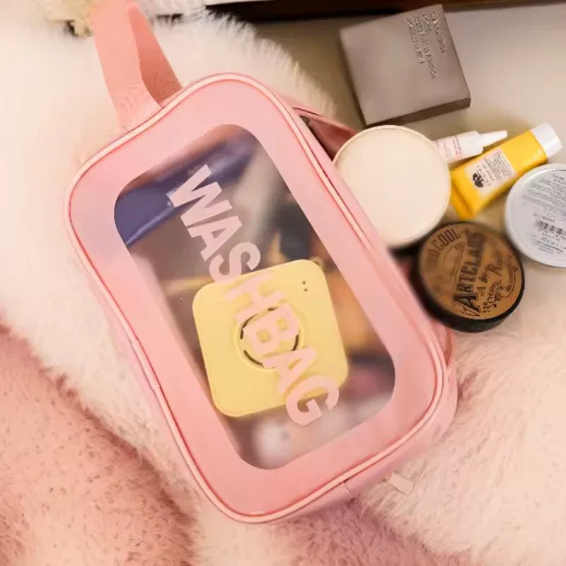 multiple size PVC makeup pouches for organized travel packing