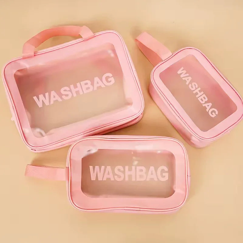 durable PVC transparent makeup pouch set for luggage organization