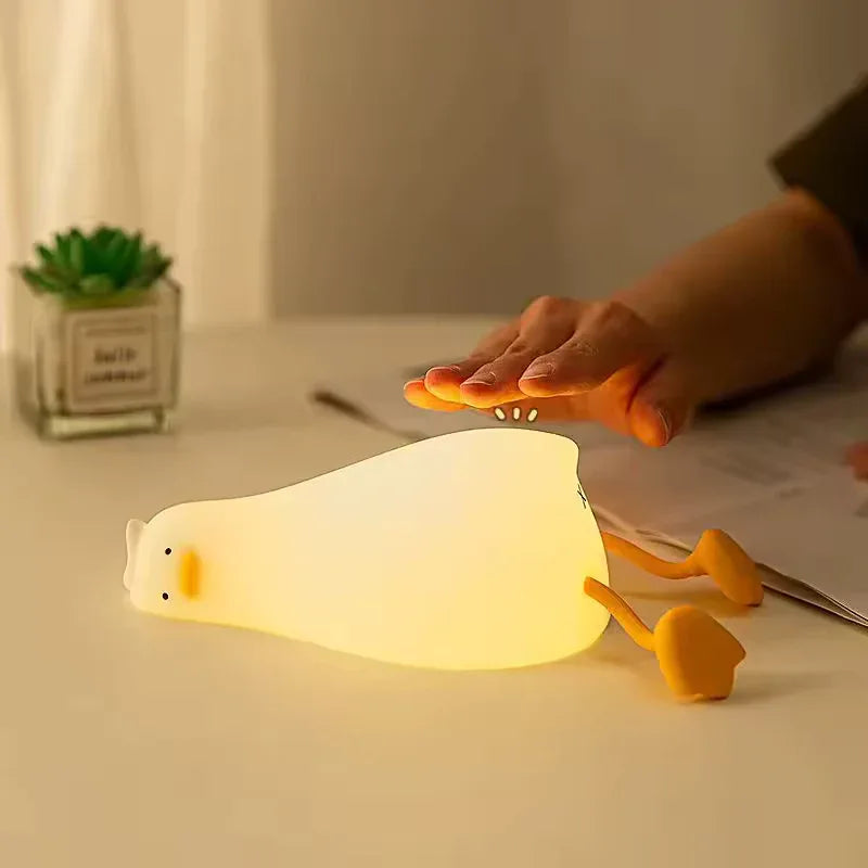 cute duck character silicone lamp soft LED night light for kids room