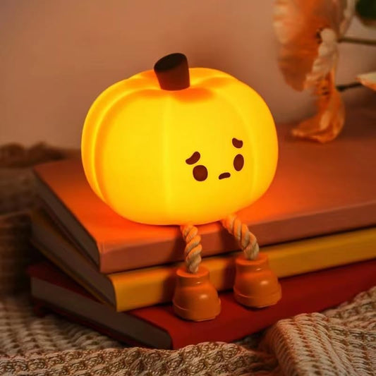 cute pumpkin character silicone lamp soft LED night light for kids room