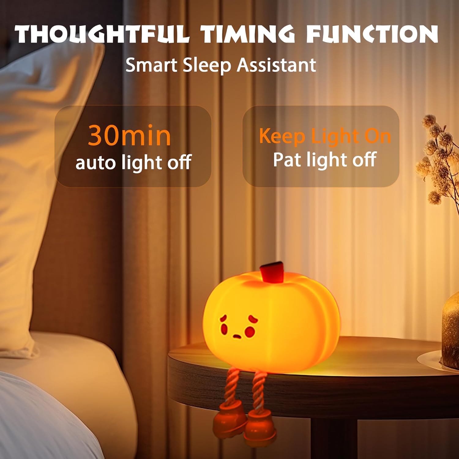 portable pumpkin night light decorative lamp for baby and kids room