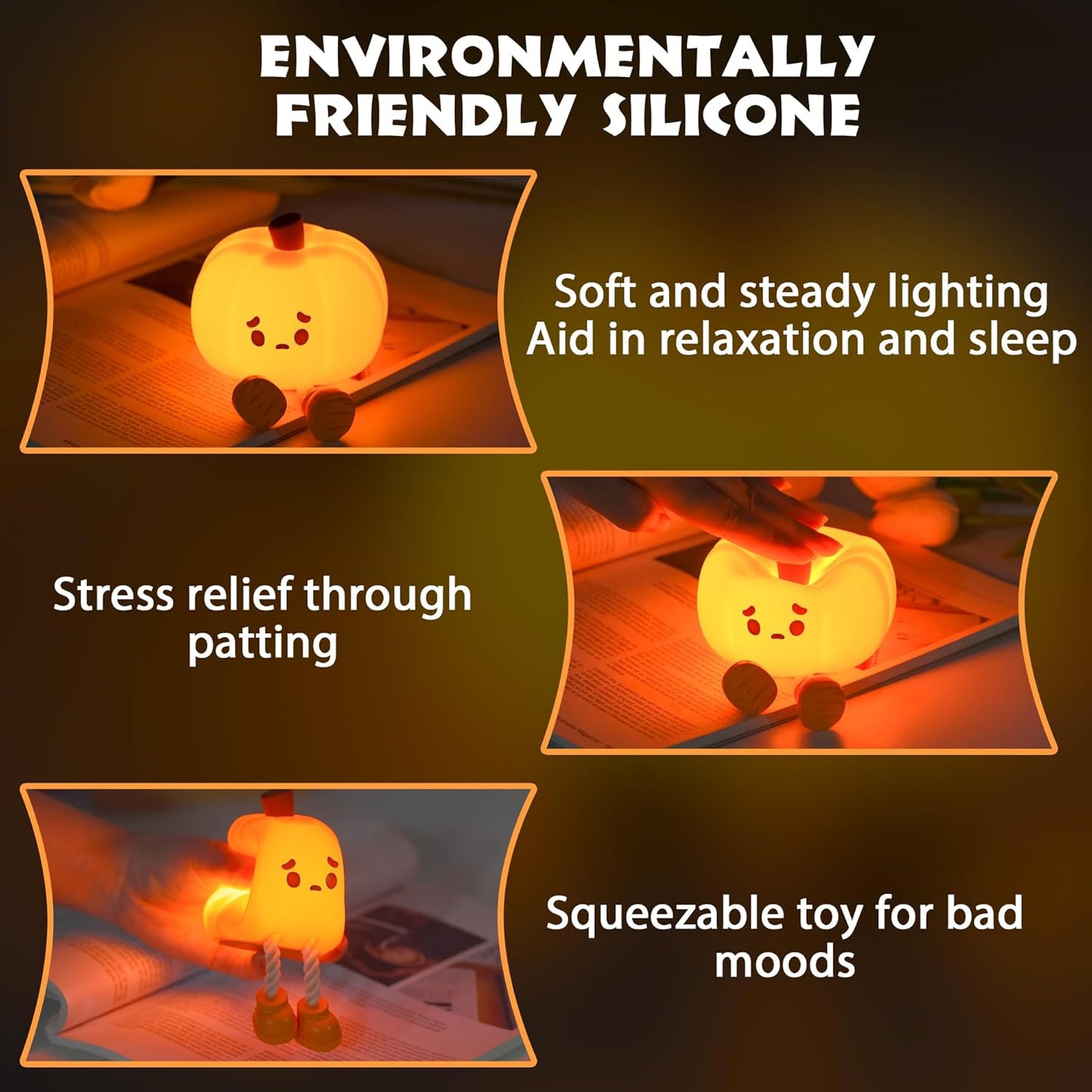cute pumpkin silicone lamp soft glow bedside night lamp for children