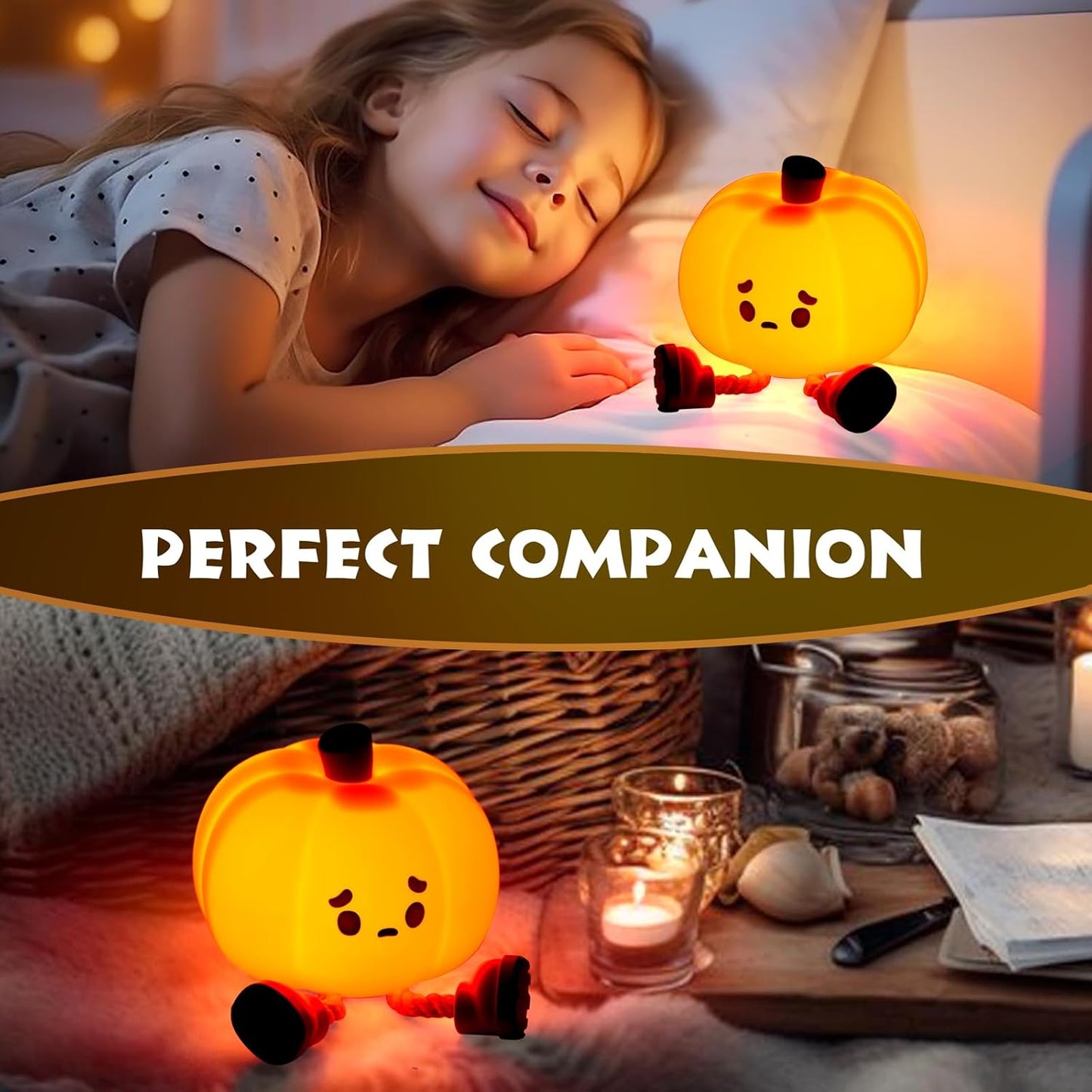 adorable pumpkin character lamp soft lighting decoration for room use