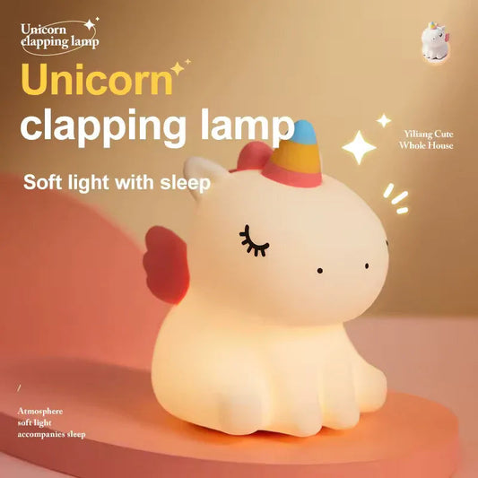 unicorn silicone night lamp glowing soft light for bedroom decoration
