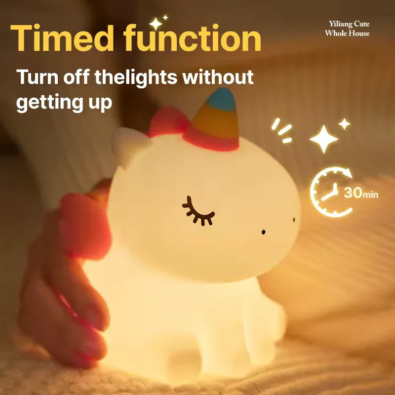 portable unicorn night lamp decorative soft lighting for baby room use
