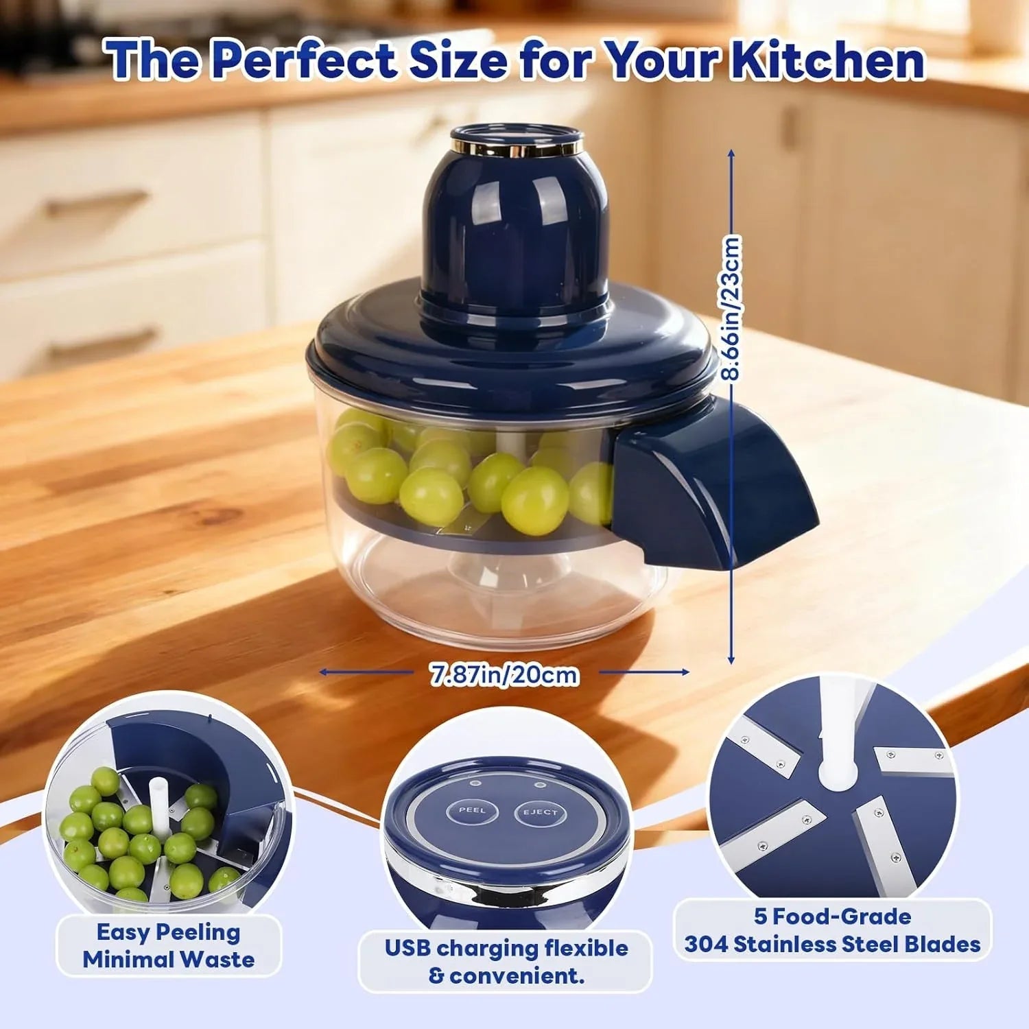 automatic peeler machine peeling potato and fruits quickly in kitchen