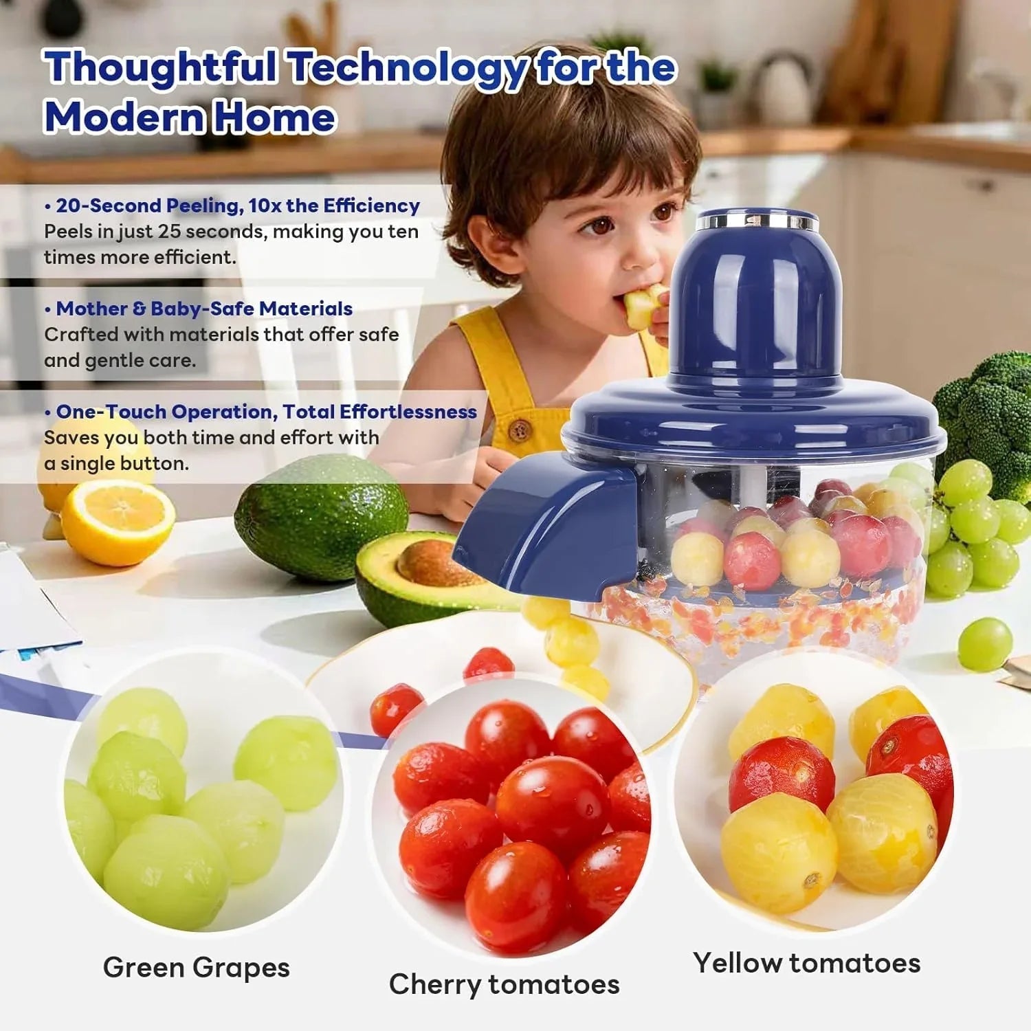close view of automatic fruit peeling machine working on apple and potato