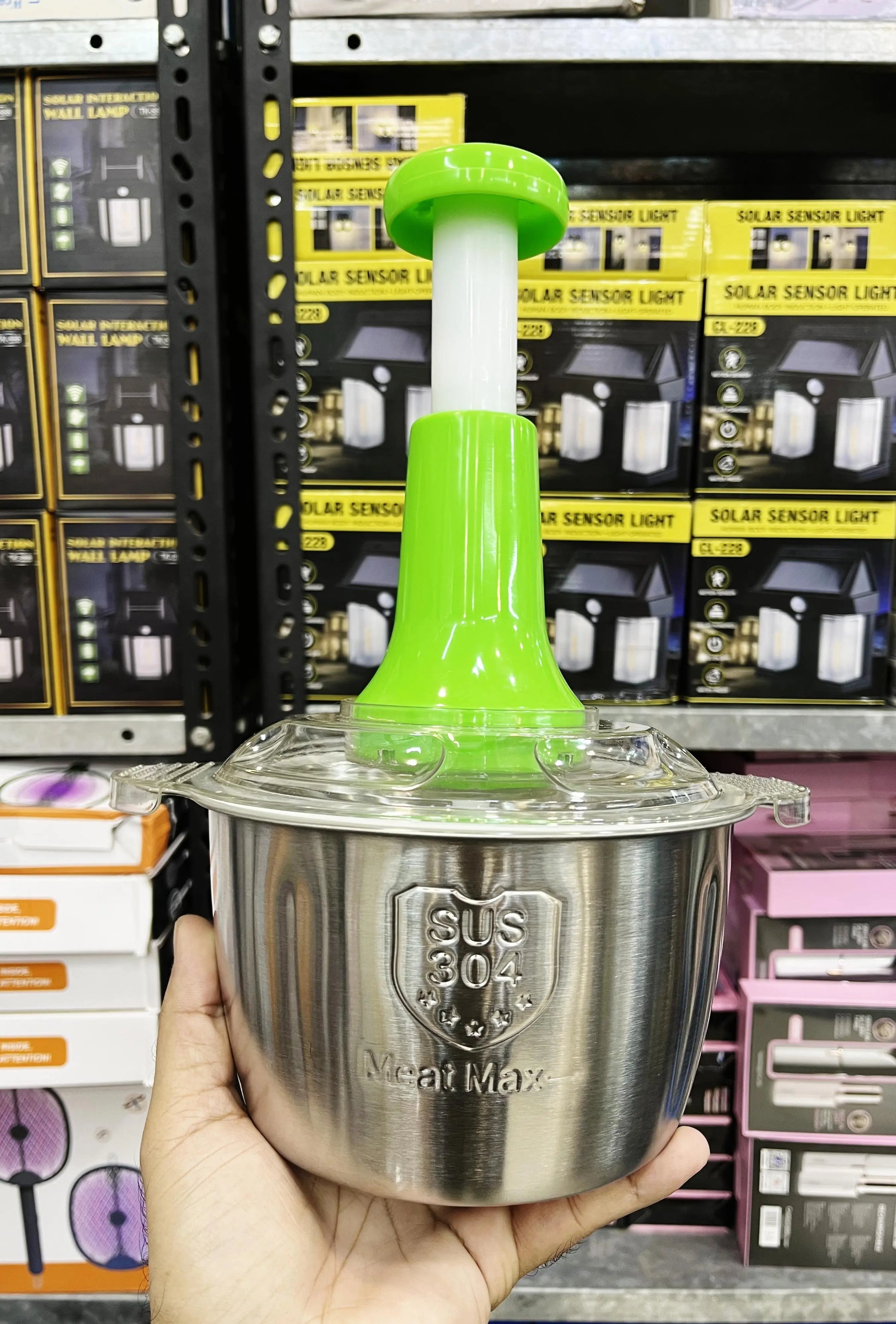 hand pushing chopper stainless steel body 2 liter 4 blade kitchen cutter