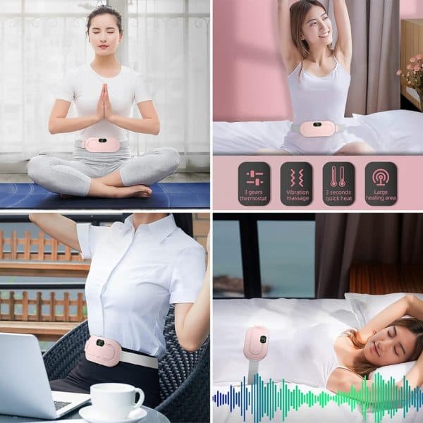 soft fabric heating belt for cramps relief and abdominal warmth support