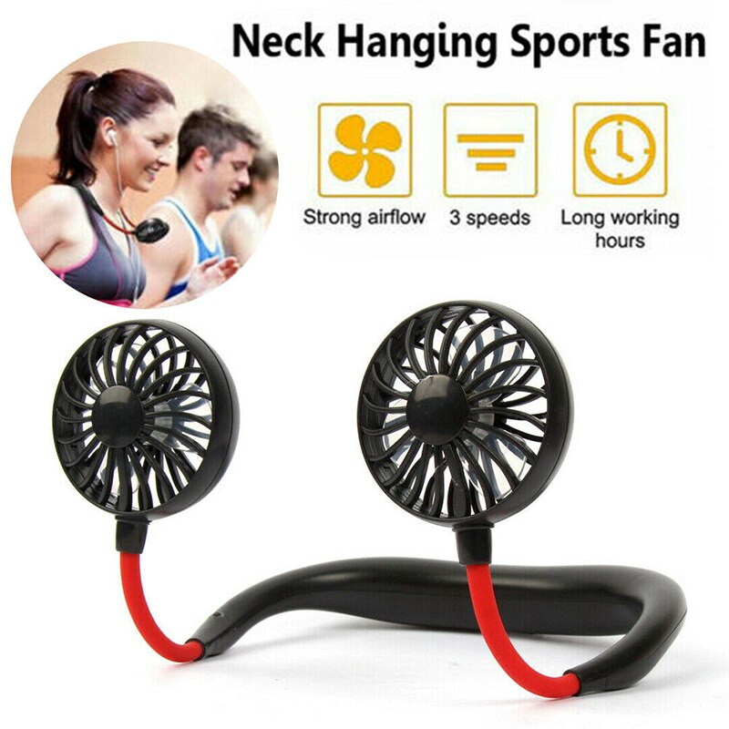 rechargeable portable hanging neck fan 360 degree rotation cooling device