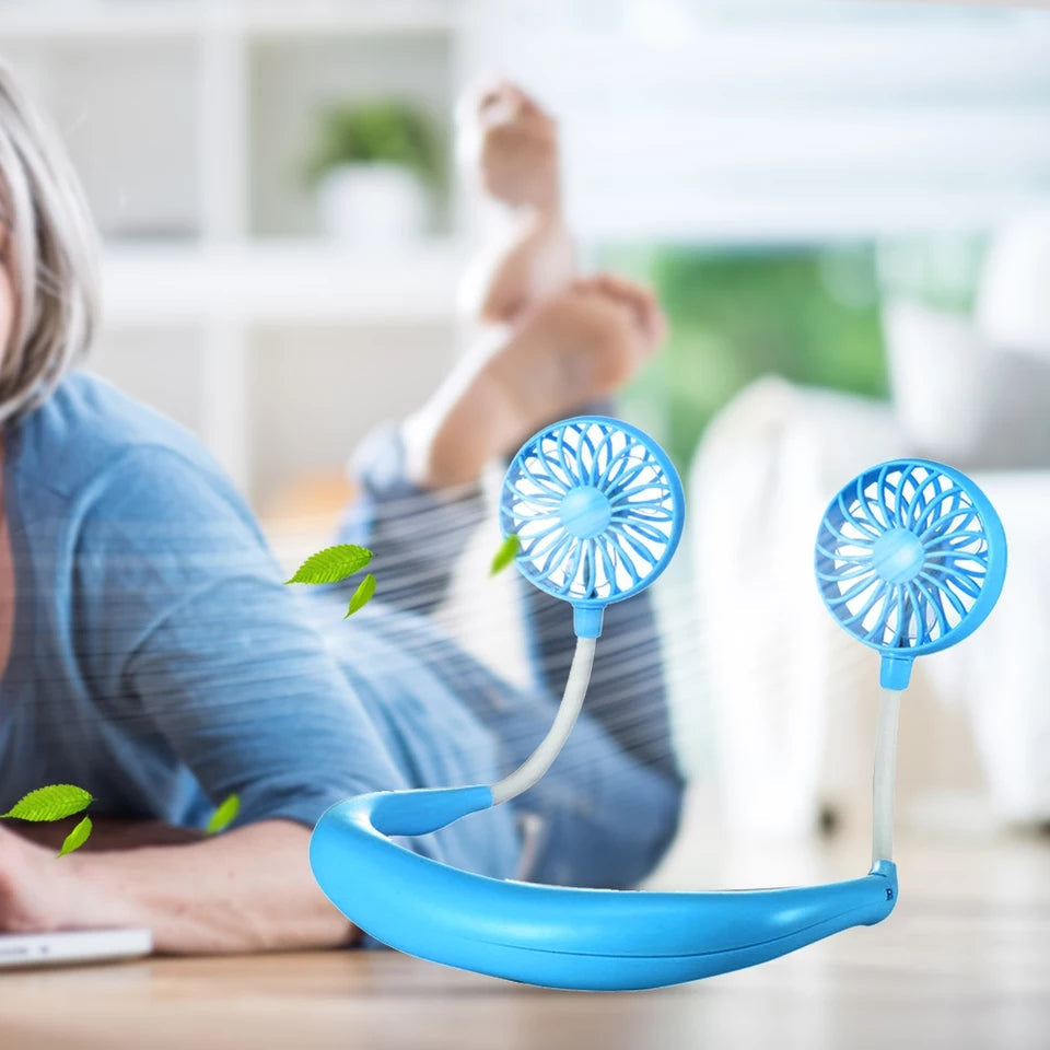 rechargeable neck fan USB charging port for long lasting battery use