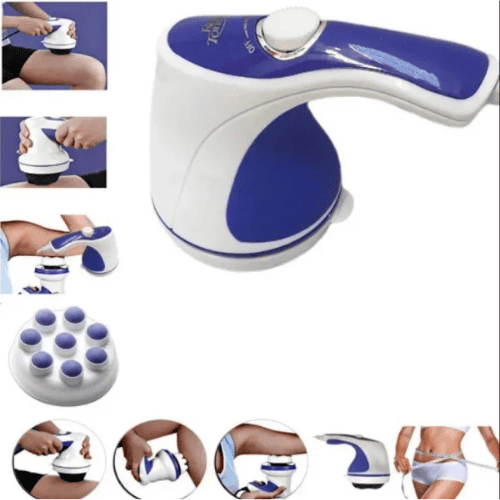 full body massage device product display with attachments set