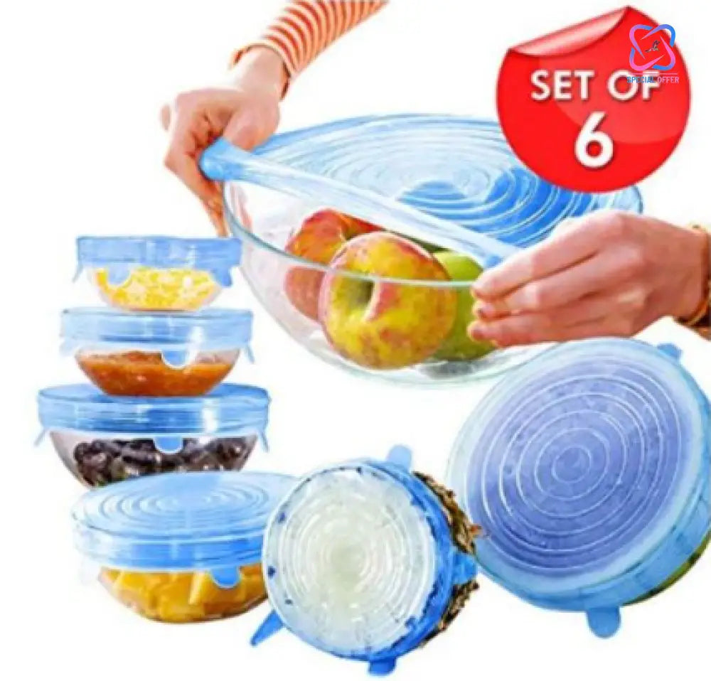 Resusable And Stretchable Silicon Food Covers - Set Of 6