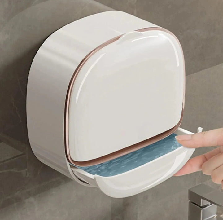 Loot Phoot™ Wall Mounted Soap Holder with Lid and Tray (Comes with Free Self Adhesive Wall Hook) Loot Phoot™