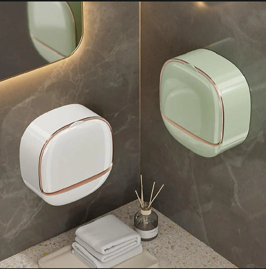 Loot Phoot™ Wall Mounted Soap Holder with Lid and Tray (Comes with Free Self Adhesive Wall Hook) Loot Phoot™