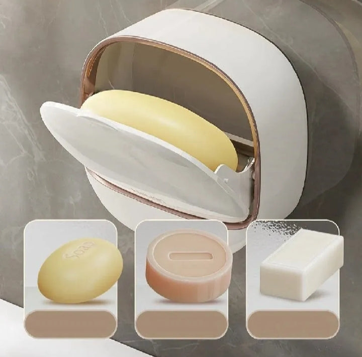 Loot Phoot™ Wall Mounted Soap Holder with Lid and Tray (Comes with Free Self Adhesive Wall Hook) Loot Phoot™