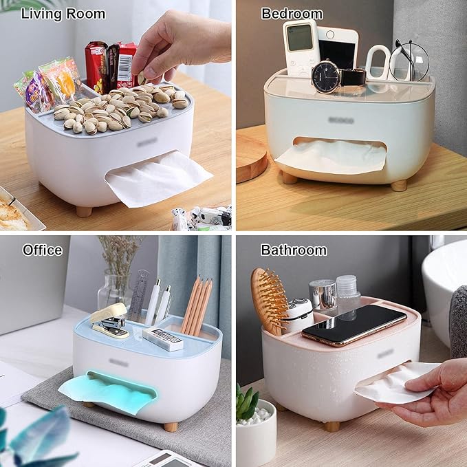 tissue holder with storage compartments