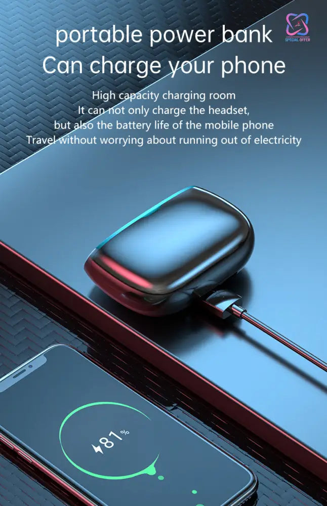 TWS M38 wireless earphone Type-C charging Led digital noise cancelation